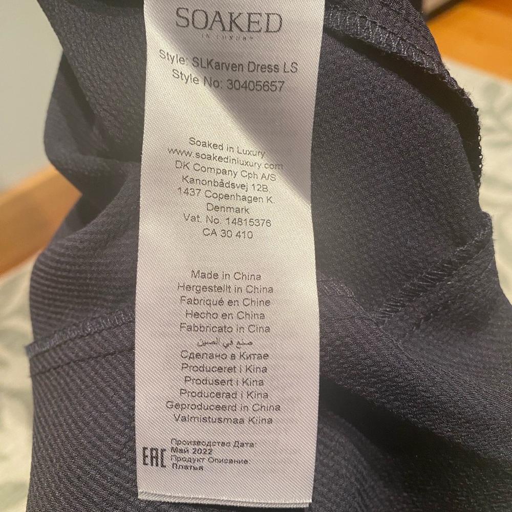 Soaked in Luxury Navy Long Sleeve Wrap Dress (Small) - Picture 10 of 12